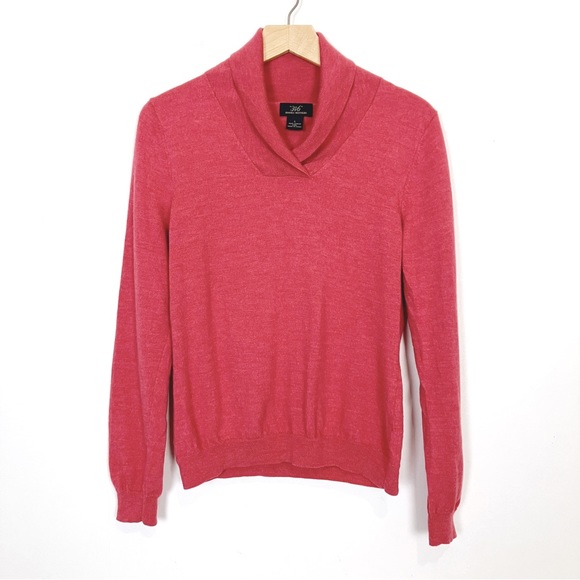 Brooks Brothers Sweaters - Brooks Brothers 346 coral pink red merino wool sweater cowl shawl collar folded